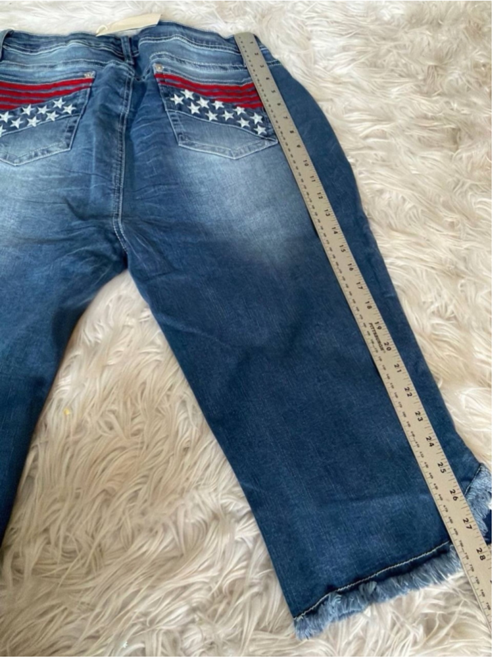 Flamingals Capris for Women Mid Waist Capri Crop Jeans Denim Wash 2XL - Picture 3 of 5